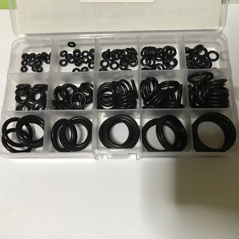 

200Pcs 15 Sizes Black NBR Rubber O Ring Box O Ring Gaskets O-Ring Kit Washer Sealing Assortment For Car