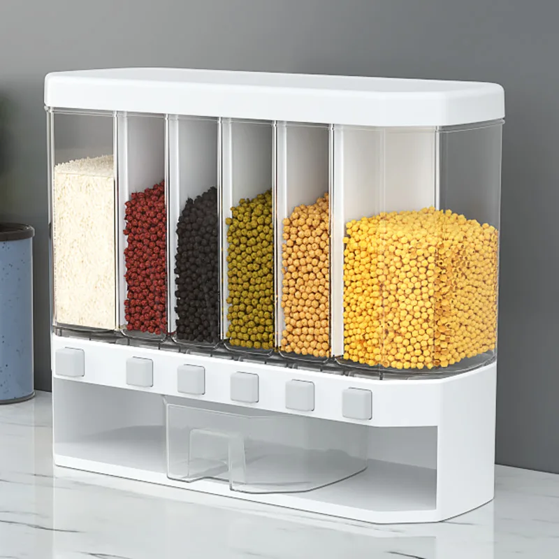 

Настенный дозатор зернового ведра для риса, влагостойкий пластиковый автоматический контейнер для хранения еды, 1 шт.