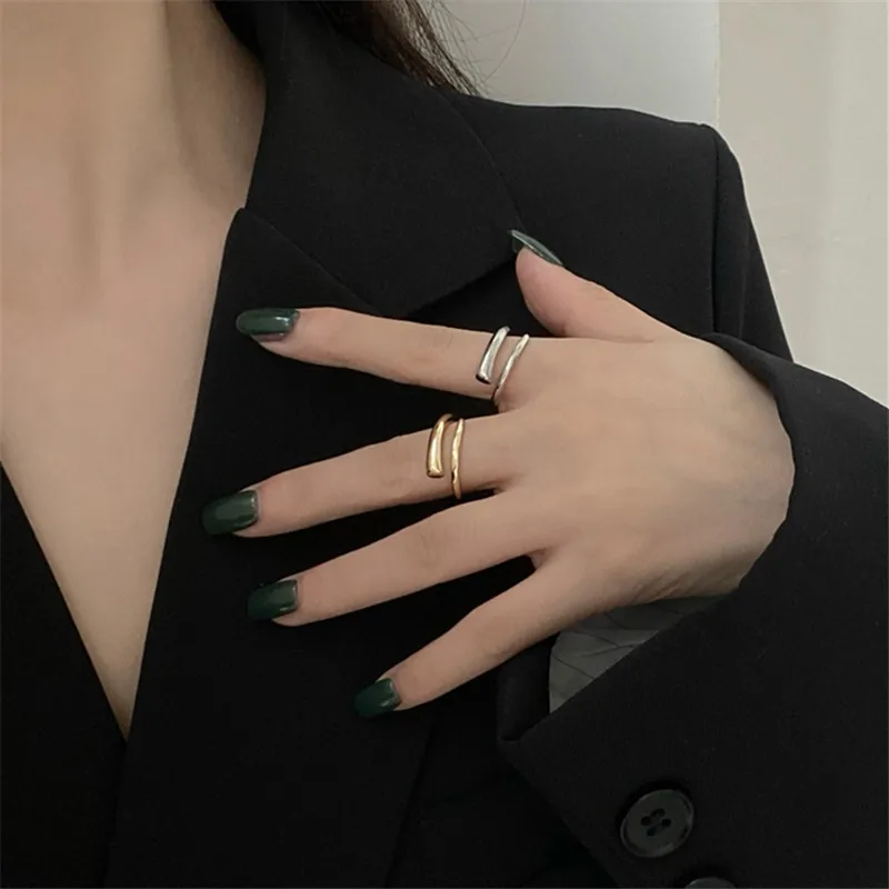 

Minimalist Geometric Irregular Metal Joint Ring For Women New Fashion Punk Open Resizable Finger Rings Party Wedding Jewelry