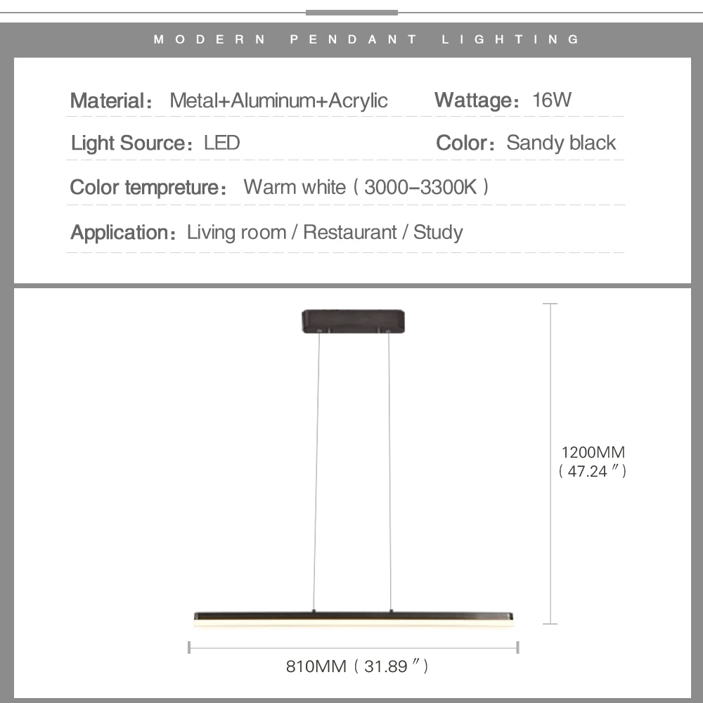 

LED New Modern Pendant Lamp Minimalism Acrylic Linear Hanging Lamp 16W Warm White For Living Room Bedroom Home Decor Luminauire