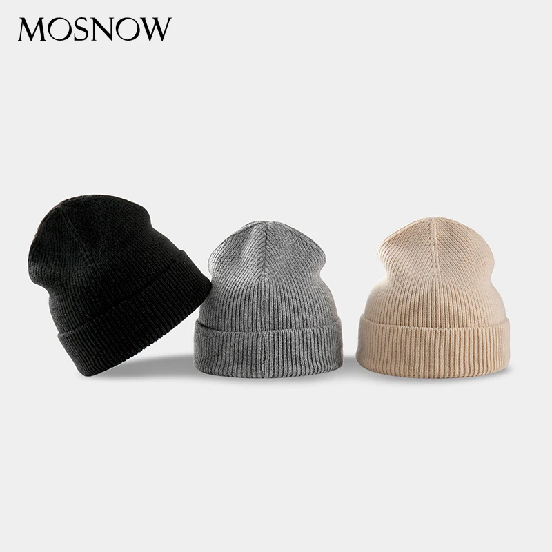 Женская модель повседневная Осенняя вязаная шапка облегающие шапки женская из