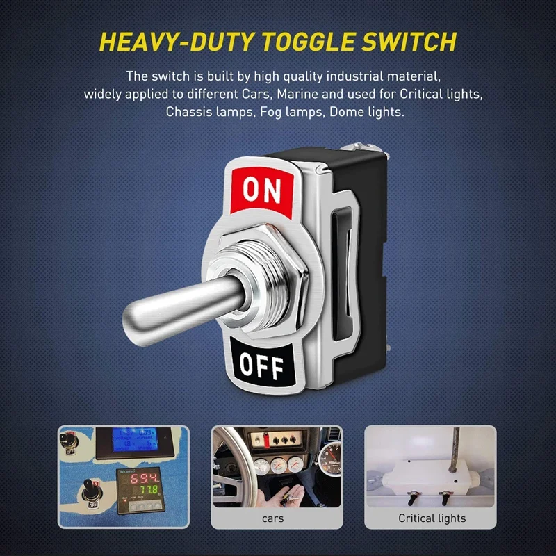 

Heavy Duty Rocker Switch 15A 250V 20A 125V SPST 2Pin ON/Off Switch Metal Ball Bat Waterproof Boot Cover 5Pcs
