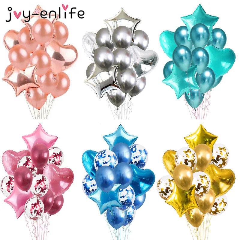 14 шт. мульти конфетти латексные воздушные шары с днем рождения декоративные
