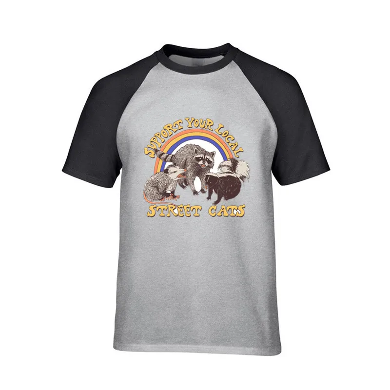 Мужская футболка в уличном стиле с принтом кота и наушников летняя дышащая из 100%