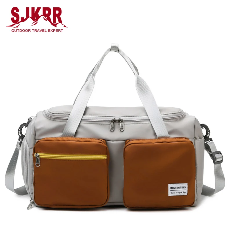 

S.IKRR Sports Gym Bag Dry Wet Separation Female Nylon Waterproof Travel Bags For Women Duffle Large Capacity Swimming Yoga Bag