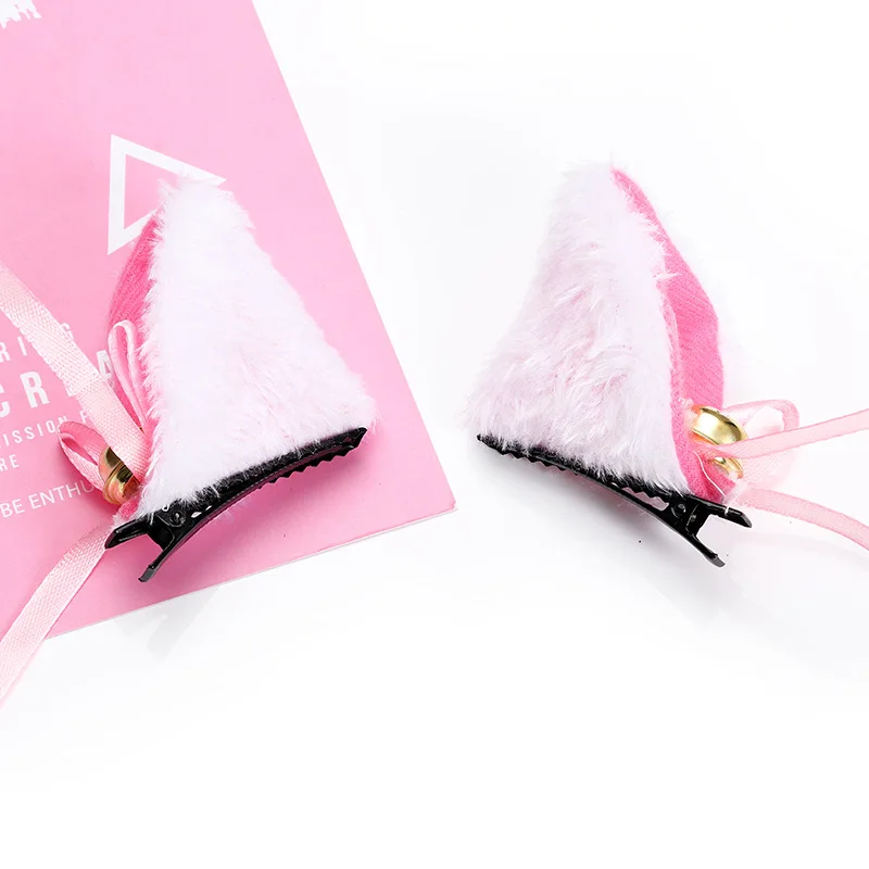

Fashion White Black Cat Ears Bell Hair Clip Headband Women Hair Accessories Cute Party Prom Young Lady Jewelry New 2021 Gift