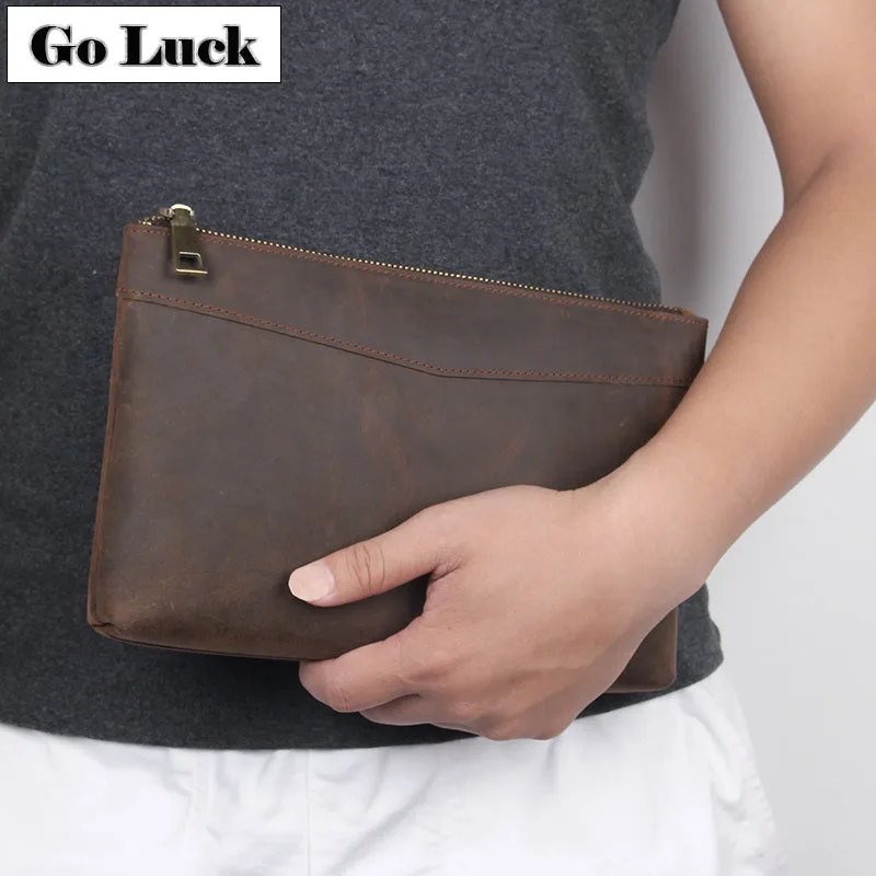 GO-LUCK, новинка, деловые OL клатчи на каждый день, сумка, натуральная кожа, мужская, RFID, браслет, сотовый телефон, сумка, кошелек, ручная работа, кошелек, сумки