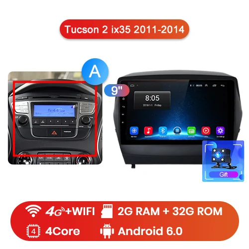 4G-WIFI 2-32GB-A Junsun 4G+ 64G Android 9,0 для hyundai Tucson 2 ix35 2011- авто 2 din Радио стерео плеер Bluetooth gps Нет 2din dvd - Цвет: 4G-WIFI 2-32GB-A