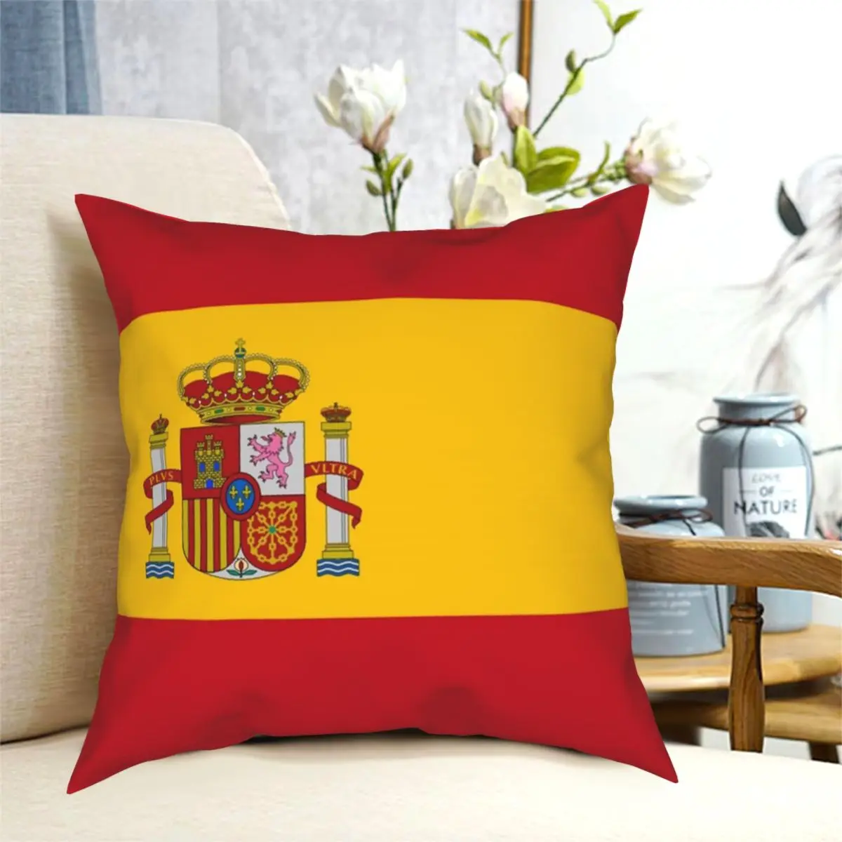 

Flag Of Spain Square Pillowcase Polyester Creative Zip Decorative Pillow Case Home Cushion Cover 45*45cm