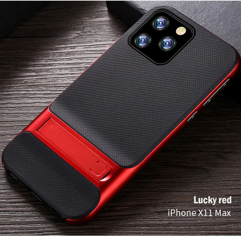 

Phone Holder Phone Case For iPhone 12 Mini 12 Pro Max SE 2020 6 8 7 Plus X XR XS Max Stand Silicone Back Cover for Iphone 11 Pro