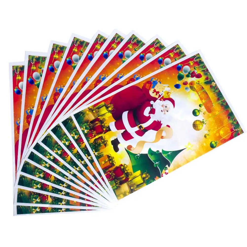 10 шт./компл. одноразовые рождественские сумки с ручками пластиковая конфетная