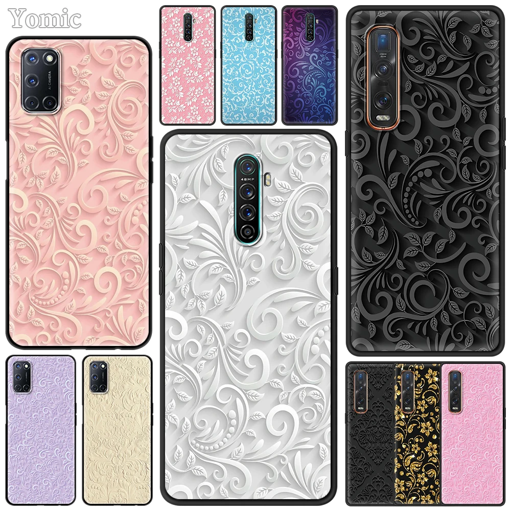 

Soft Cover for Oppo A52 A9 2020 Find X2 Lite A53 A55 A93 Reno 3 Ace 4 5G F11 Pro A7 Black Phone Case Beautiful Print Shell