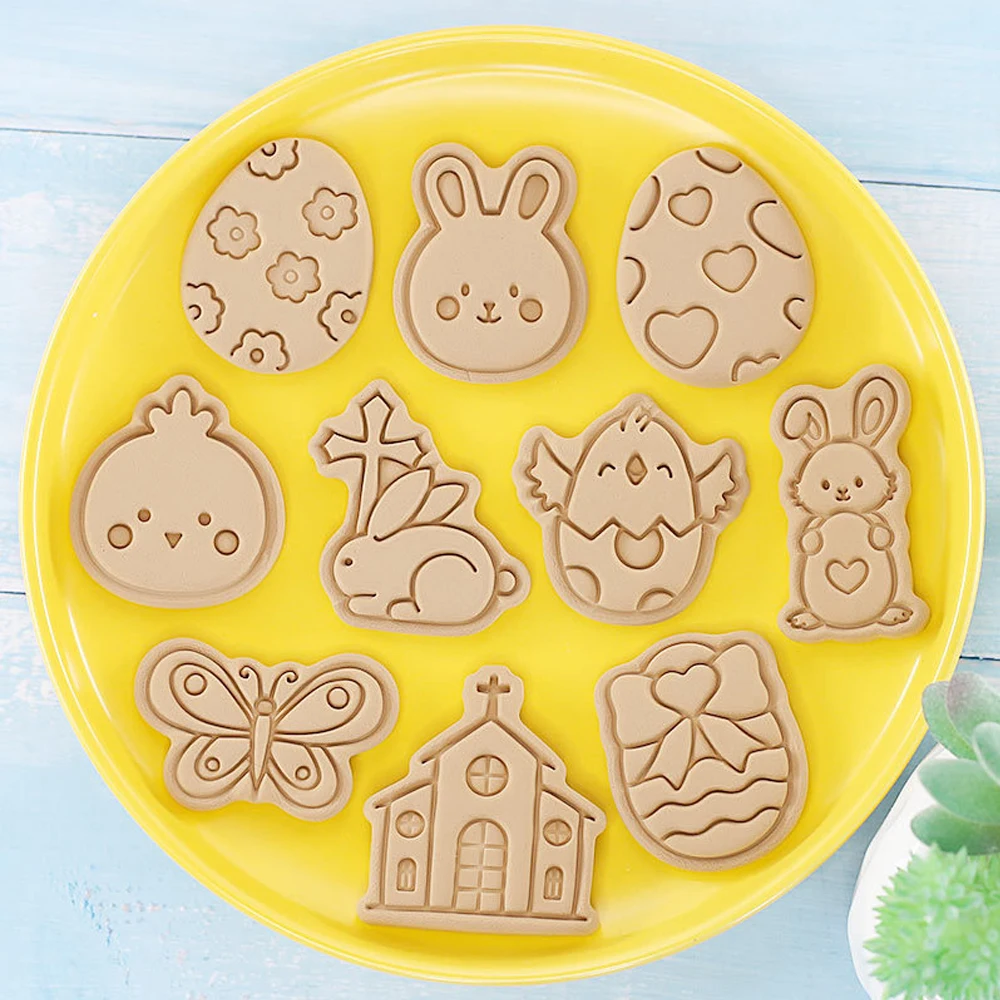 10Pcs/Set Cookie Cutter Easter Rabbit Egg Butterfly Pattern Biscuit Mold Festival Fondant Cake Decoration Tool Sugarcraft Baking |
