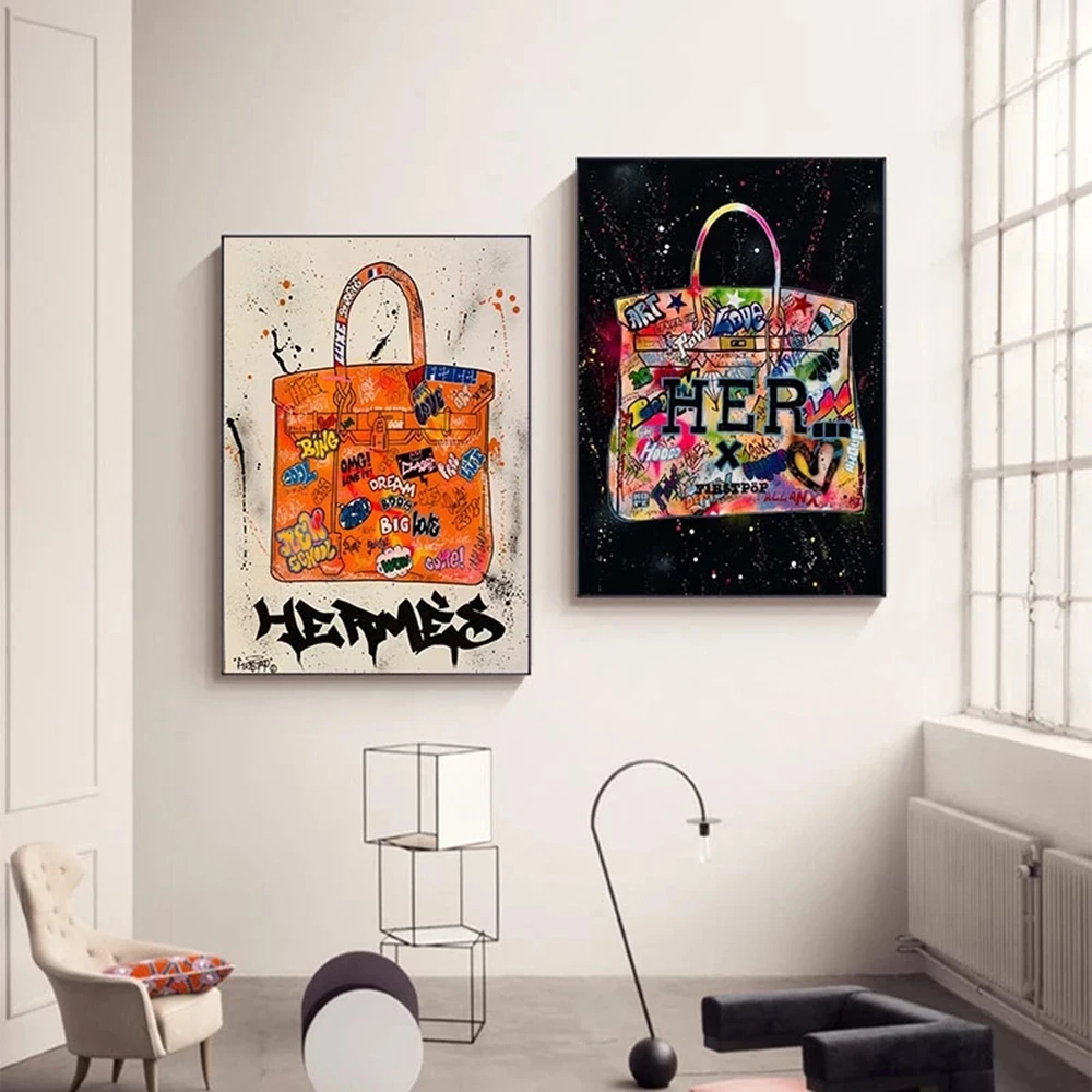 

Modern Fashion Bag Perfume Canvas Painting Graffiti Art Posters and Prints Wall Art Pictures for Living Room Home Cuadros Decor