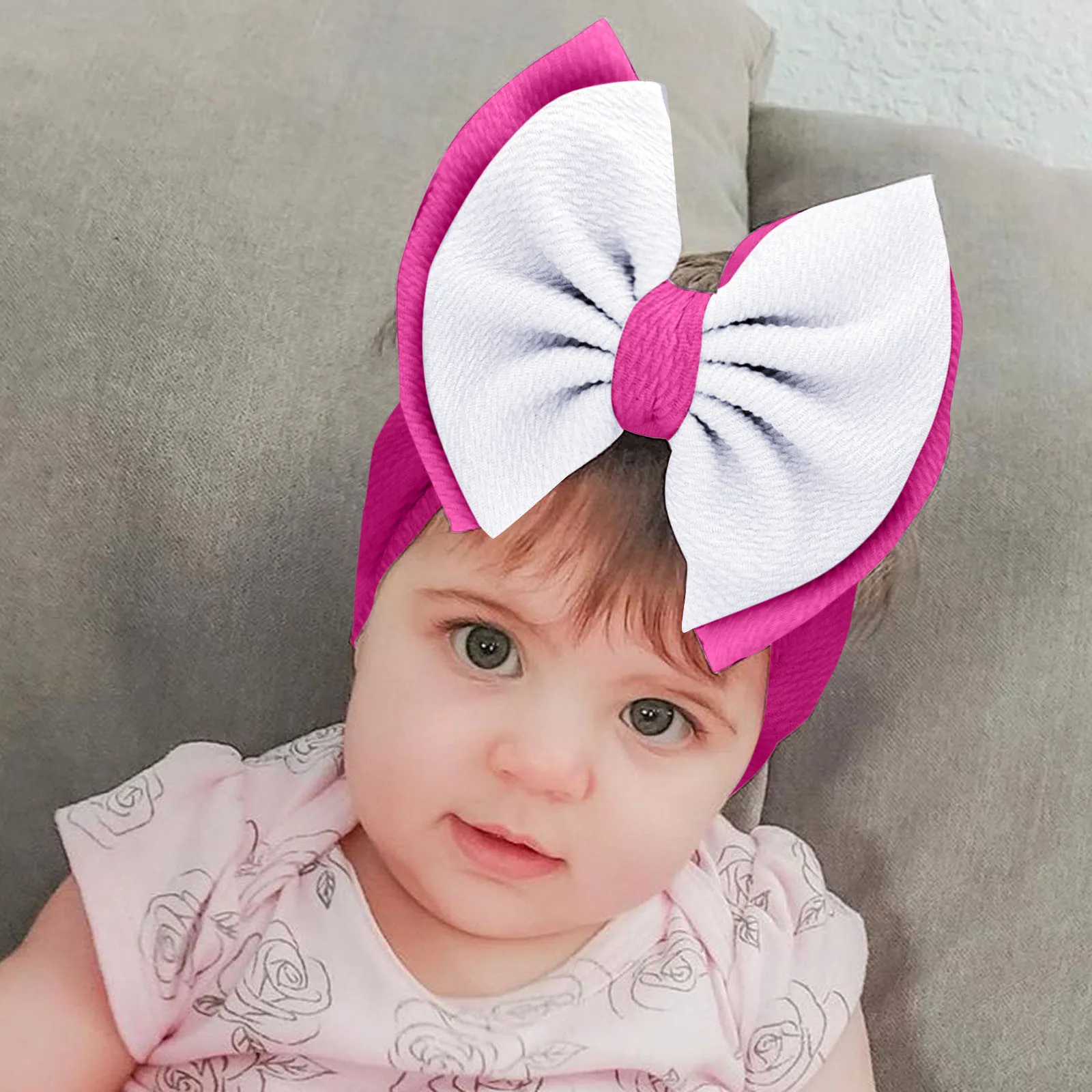 

12pc Hair Bands For Children Baby Girl Contrast Color Bowknot Stretchy Headbands Hat Accessories Pour Nouveaux NS For New Born