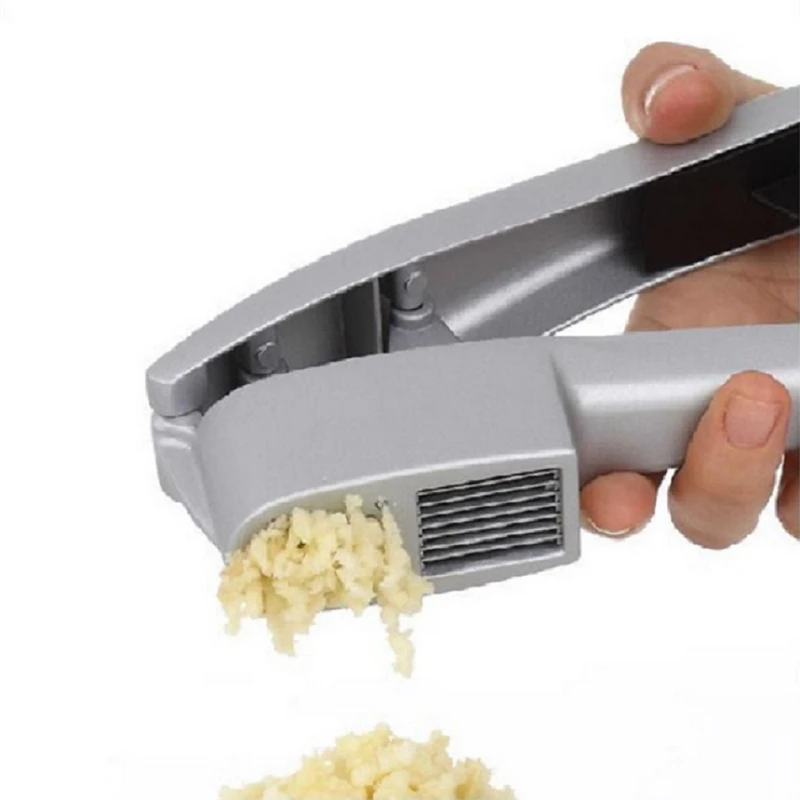 Silver Garlic Press Slicer 2 In 1 Multifunctional Ginger Squeezer Masher Handheld Mincer Kitchen Cooking Tool | Дом и сад