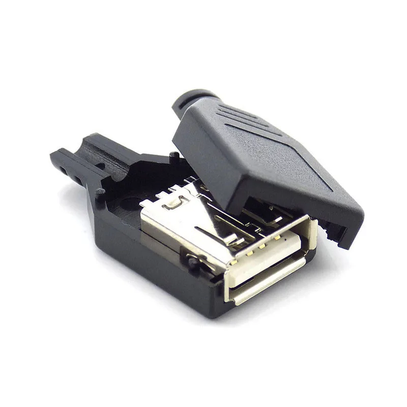 4 Pin USB 2 0 Тип Женский Разъем Черный Пластик крышкой припоя DIY соединительный
