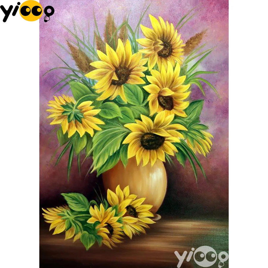 

Квадратная/круглая Алмазная вышивка, Красивый Подсолнух 5D, бриллиантовая фотография, подарок для домашнего декора AX3121