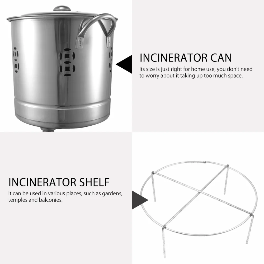 

2Pcs Stainless Steel Incinerator Durable Burn for Home Yard (Silver)