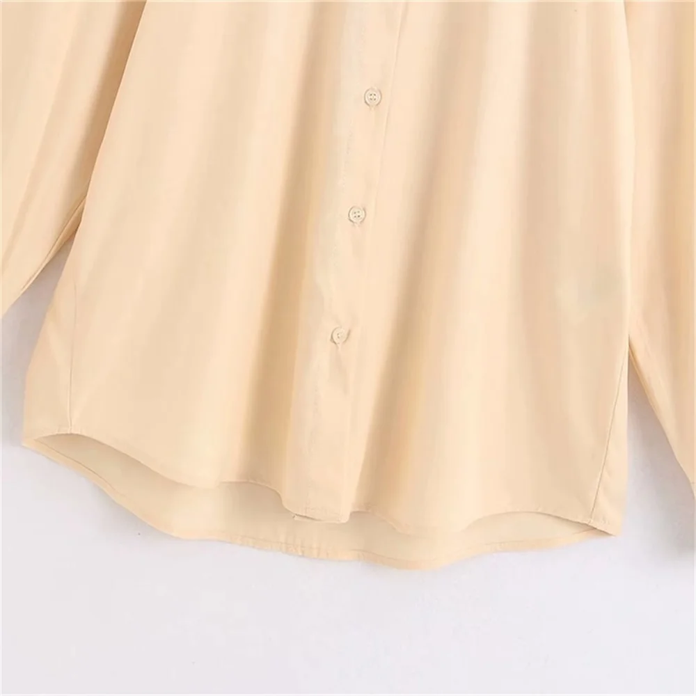 

2020 spring women's new wild was thin fashion French lapel fluffy long sleeve loose silk texture shirt