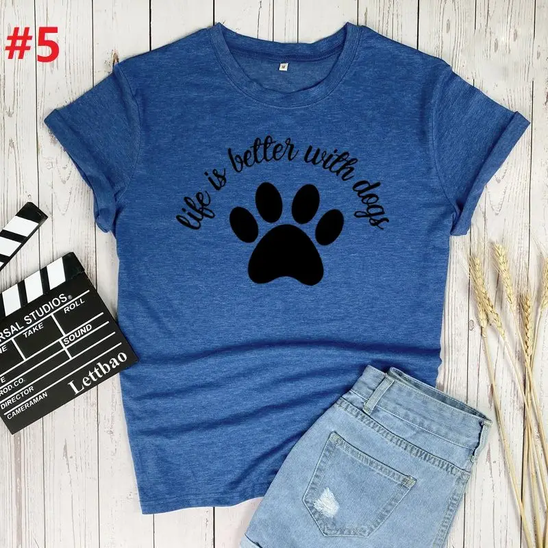

Dog Mom Print Short Sleeve Couple TShirts Tops Tees Shirt Female for Girls Ladies Gift Ropa Mujer Print Tee Shirt Tops 2021