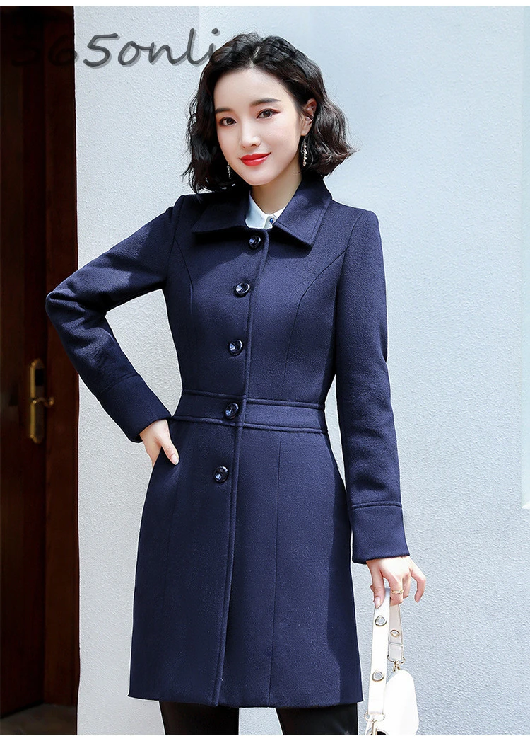 Средней длины шерстяное пальто для деловых женщин осень и зима 2019 элегантная