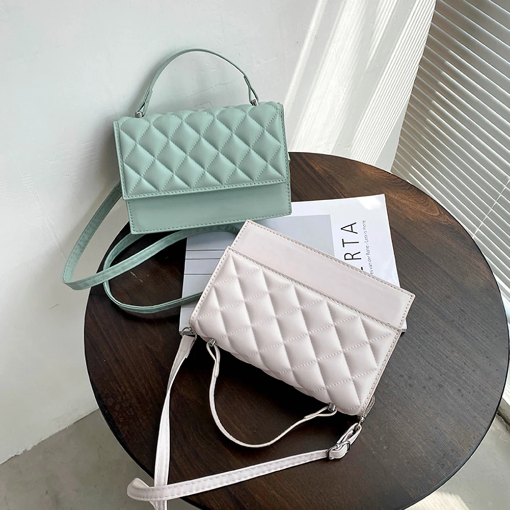 

Lattice Pattern PU Leather Solid Color Shoulder Crossbody Messenger Bag Casual Bolsas Feminina Clamshell Small Flap Handbag
