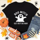 Футболка Boo Witch Get Out Da Way, Забавный женский костюм на Хэллоуин, футболка, Осенний топ с искусственными трюками или конфетами