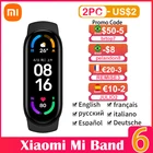 Оригинальный умный Браслет Xiaomi Mi Band 6, 5 цветов, AMOLED экран, фитнес-трекер с оксиметром в крови, водонепроницаемый Bluetooth