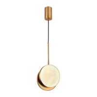 Nordic luxury round marble pendant lights modern bedroom bedside dining table bar single copper lamps decor LED hanging lights