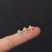 cute small gold flower evil eye cz crystals stud helix cartilage tragus earrings jewelry for women ear bone cartilage piercing