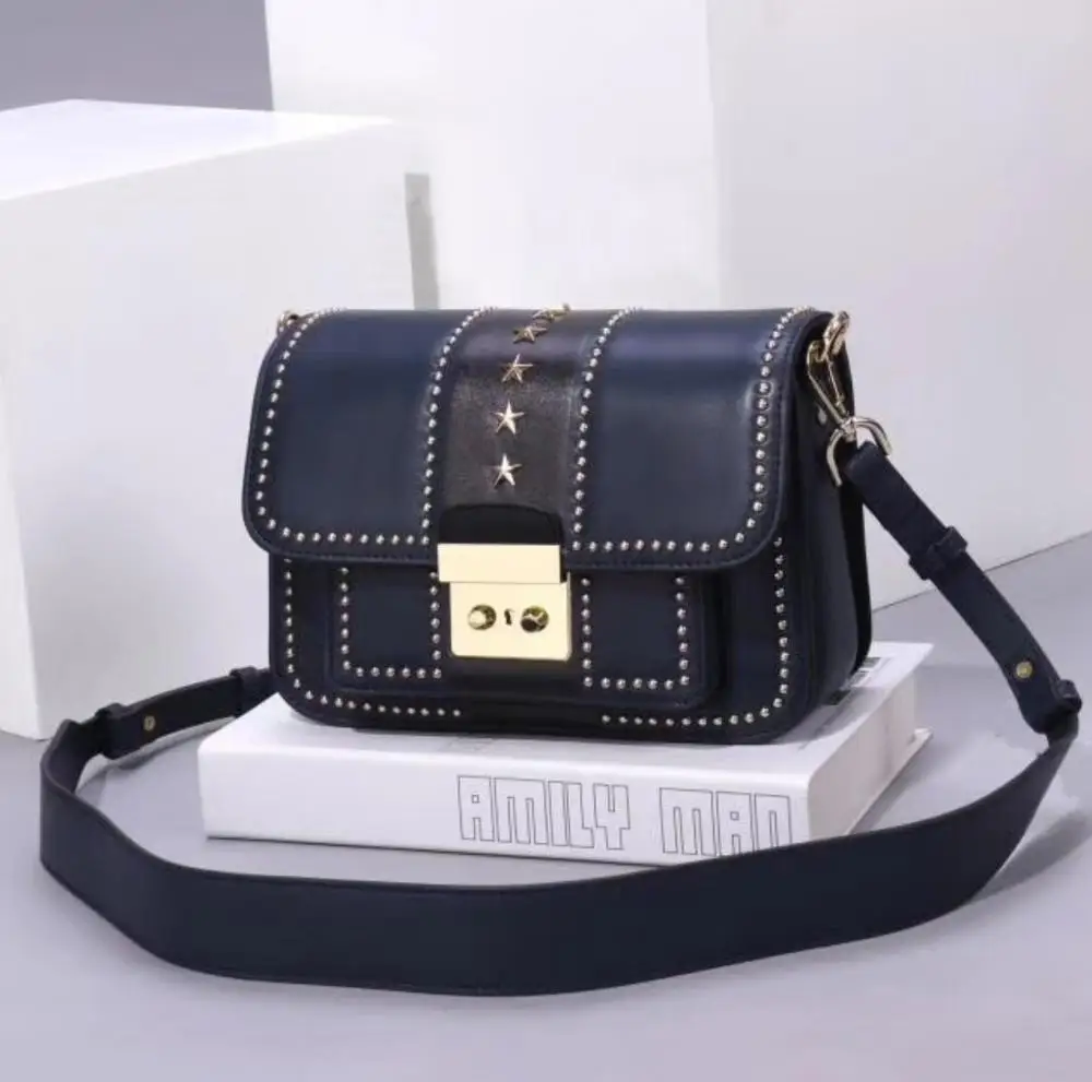 

Hiboom Crossbody Bags For Women 2020 square rivet bag Belt Top-Handle Shoulder Bag Women Flap Lock Messenger Bag