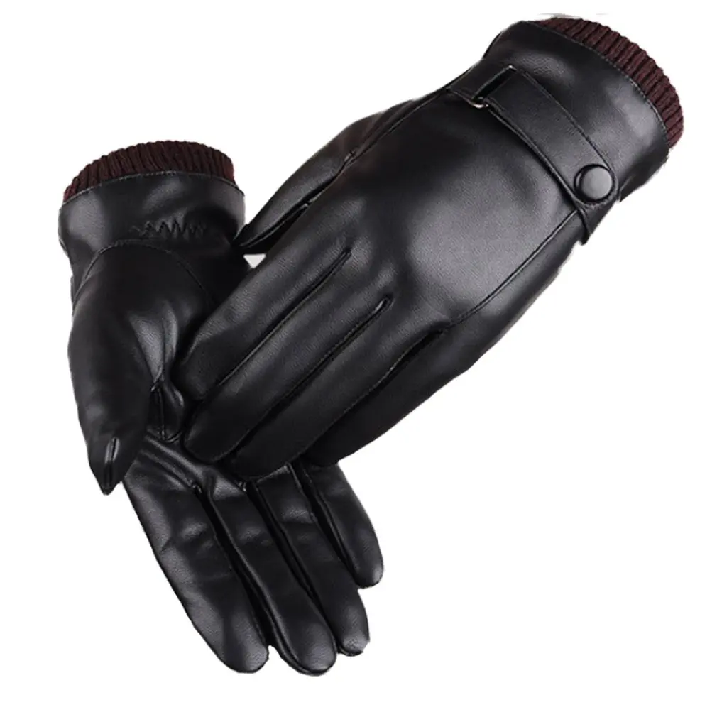 

1Pair Soft PU Leather Women Men Gloves Touch Screen Winter Warm Lining Gloves Full Finger Casual Outdoor Cycling Gloves