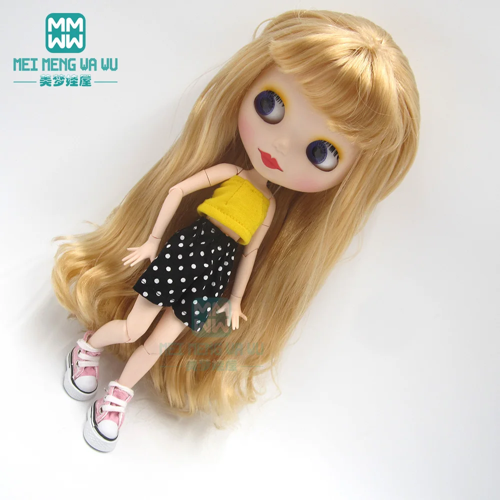 1pcs Blyth doll Clothes fashion Open back T-shirt and polka dot shorts for azone OB24 OB22 dolls Accessories | Игрушки и хобби