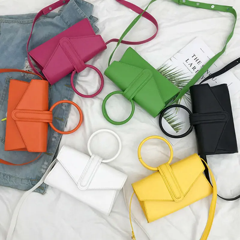 Маленькая сумка мессенджер с кольцом из искусственной кожи женская через плечо