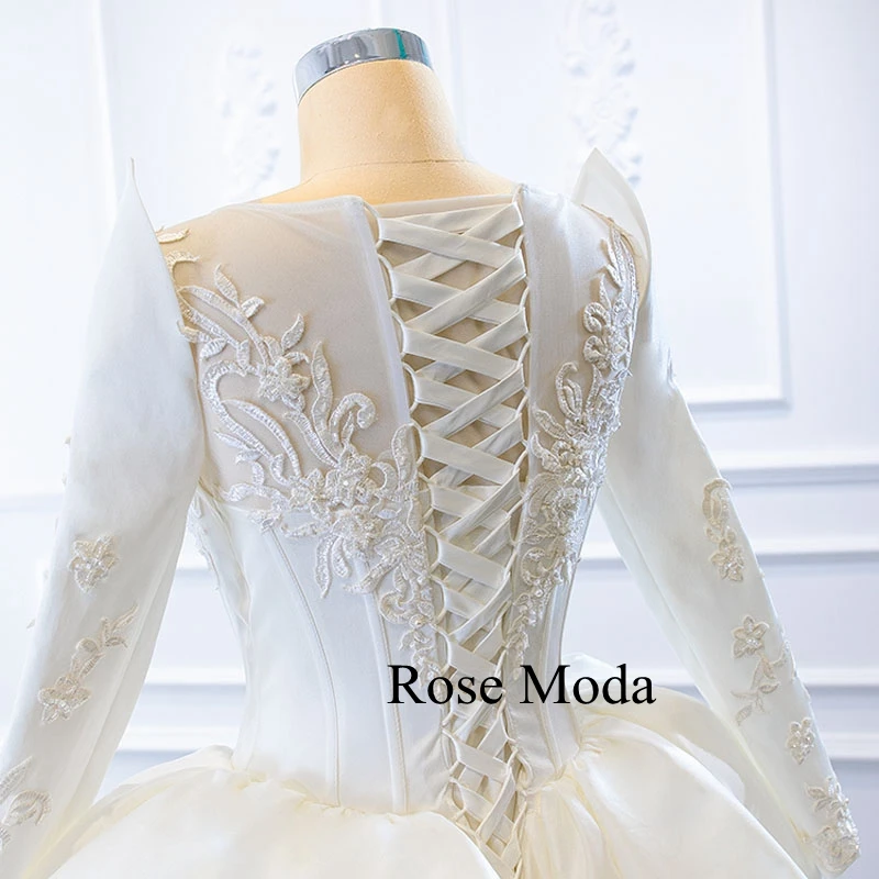 

Rose Moda Luxury Long Sleeves Lace Mermaid Wedding Dress with Overskirt