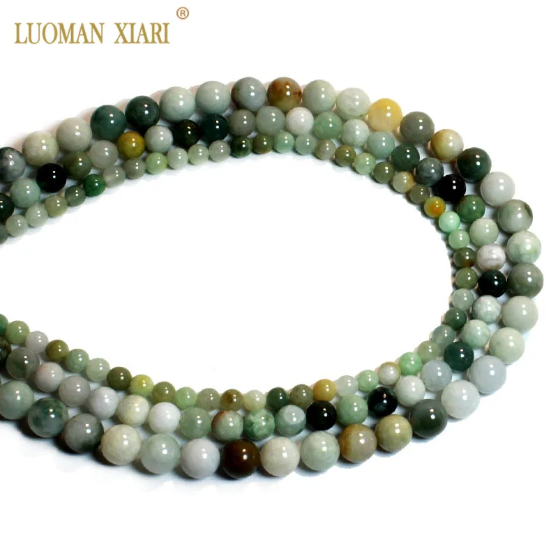 Fine AAA 100% Natural Jadeite Gemstone Round Stone Beads Green Jade For Jewelry Making DIY Bracelet Necklace 6/8/10mm | Украшения и