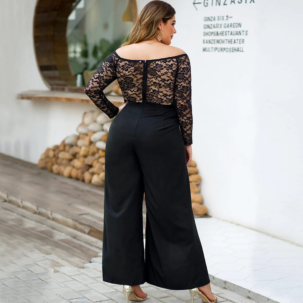 Wipalo Комбинезон с открытыми плечами и разрезами на штанинах плюс сайз высокая