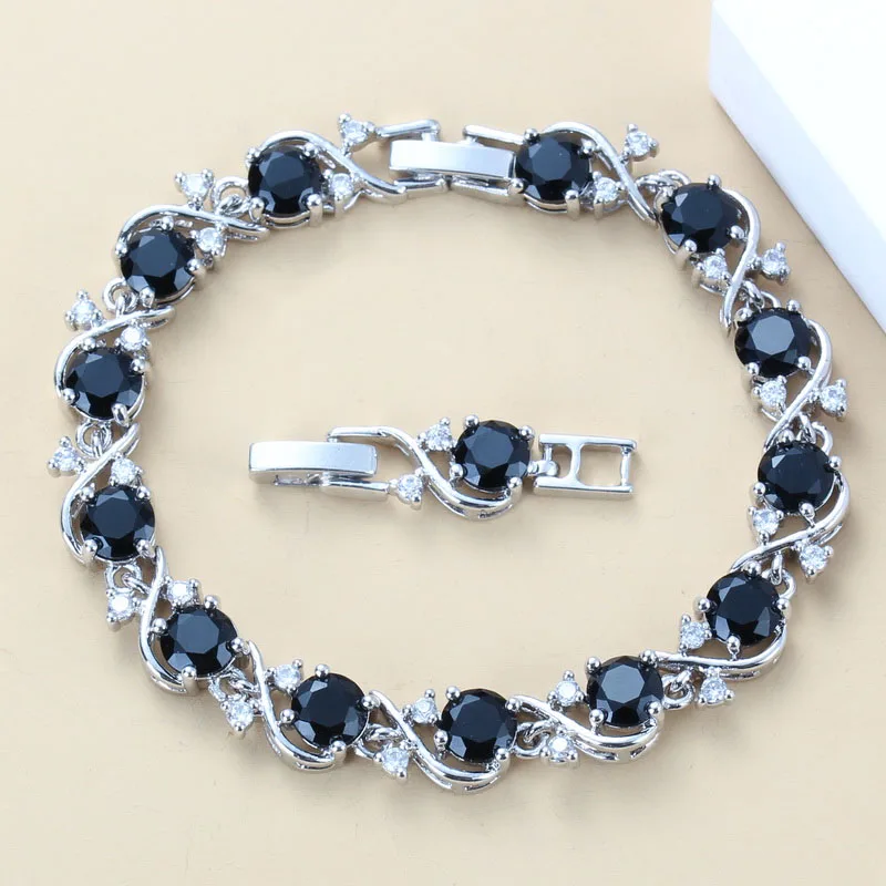 Уникальный волшебный черный браслет из циркония серебряного цвета модные