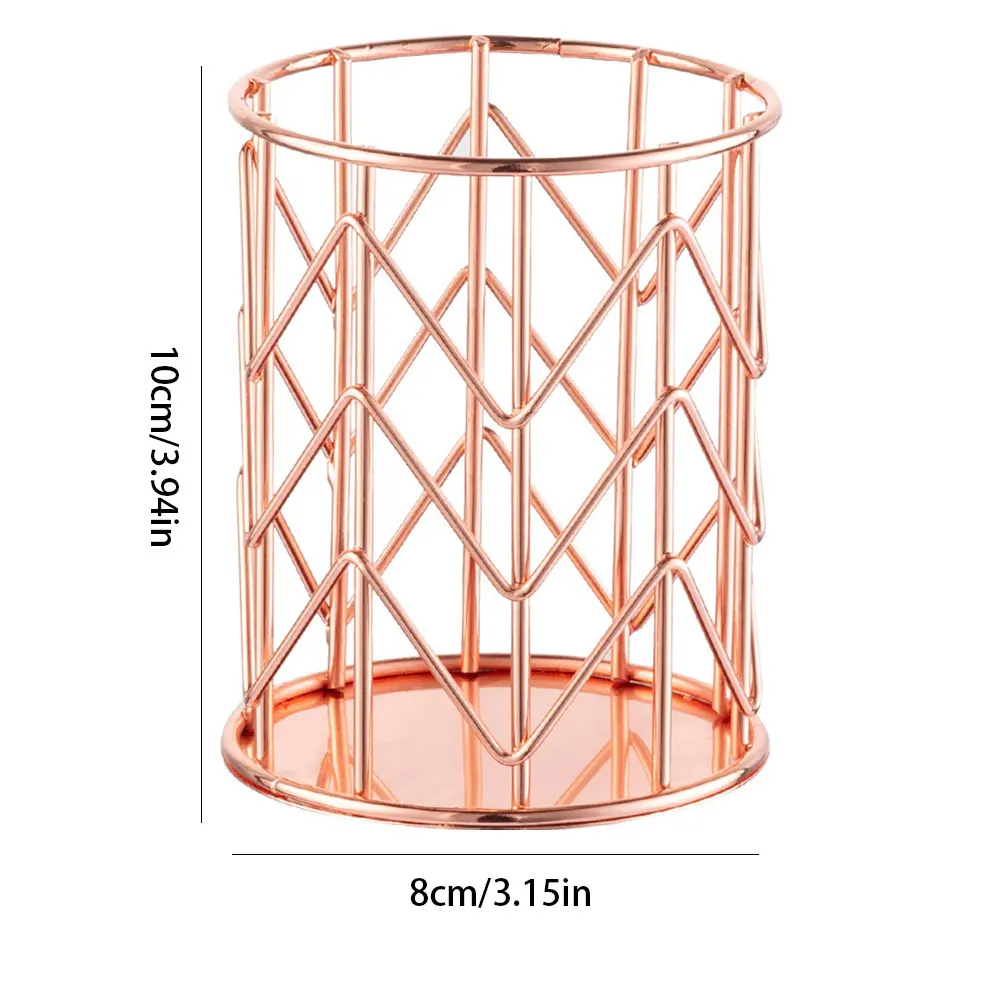 

Cosmetic Make-up Brush Storage Box Bucket Hollow Cylinder Stationery Holder Cosmetic Organizer Table Organizer Rose Gold