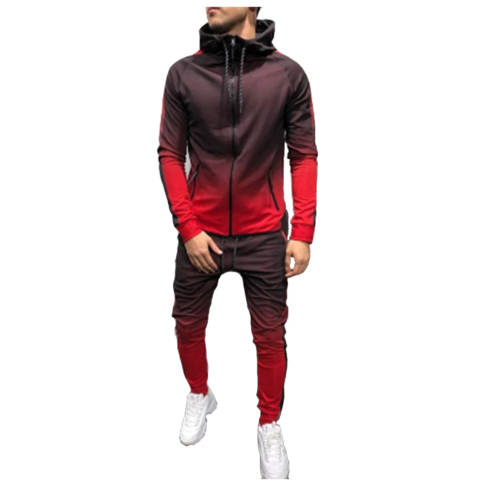 

Europe and the United States muscle brothers autumn and winter new 3D sweater digital printing sports running Hoodie set