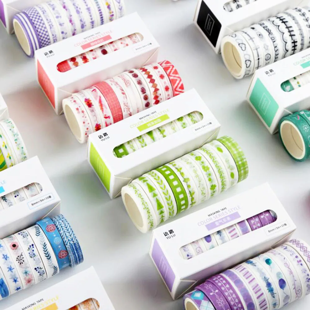 Клейкая лента декоративная, 8 мм х 3 м, 10 шт. в наборе