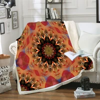pink mandala sherpa blanket for woman velvet plush bohemia floral throw blanket for bed sofa bedding 150x200