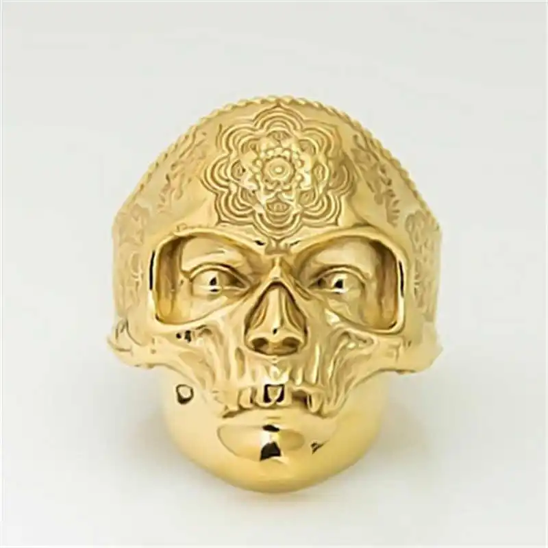 

Ювелирное кольцо байкерское винтажное мужское кольцо с черепом в стиле панк с сахарным цветком Мандала мужское кольцо с черепом в стиле хип...