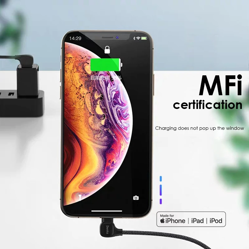 Benks M12 MFi 90 градусов USB кабель для iPhone X XS 11 MAX XR 8 7 6s Plus 5S SE 2.4A освещение Быстрая зарядка кабель для ipad зарядка