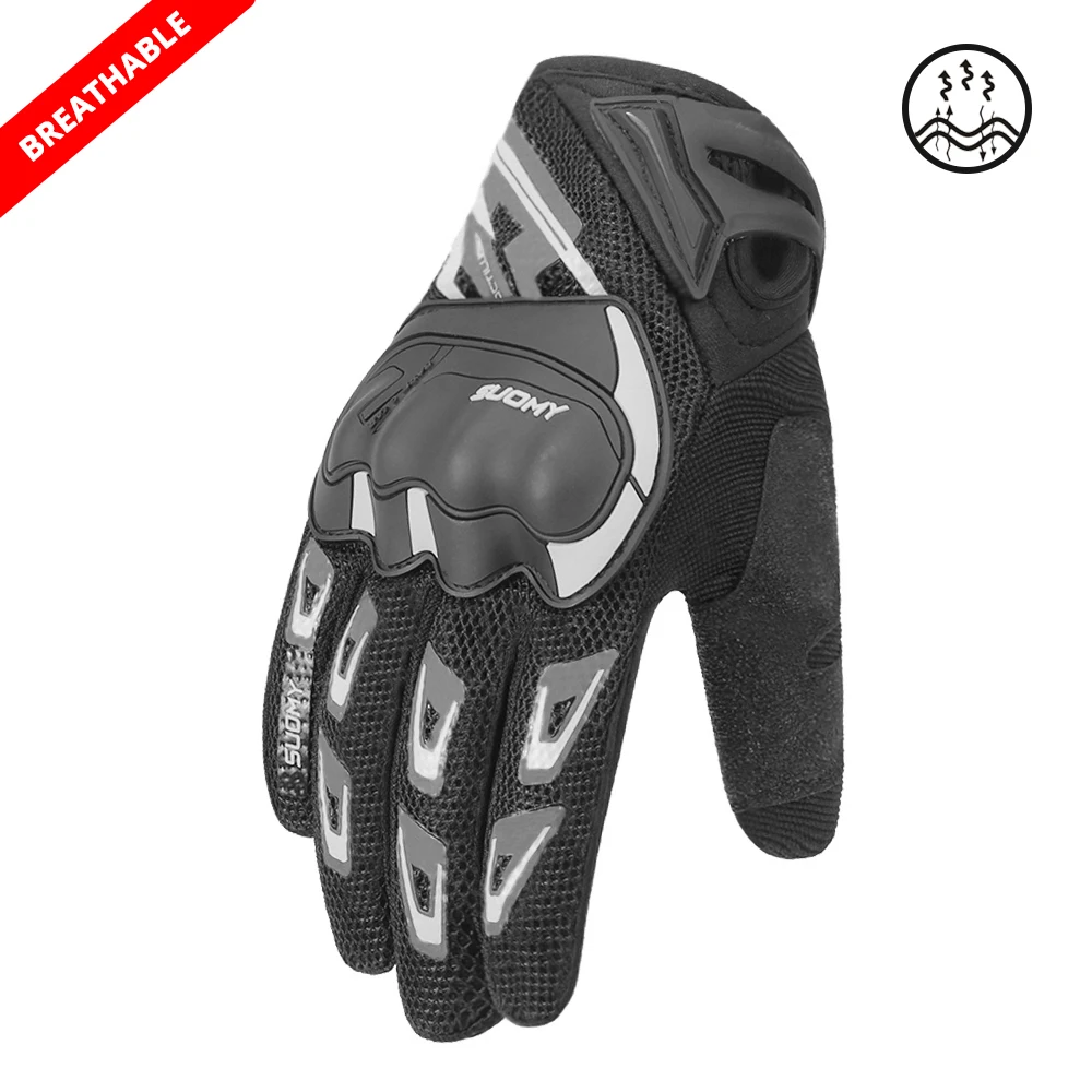 SU-11 BK Breathable SUOMY Motorcycle Gloves Men Waterproof Windproof Winter Guantes Moto Gloves Touch Screen Motorbike Riding Gloves - Color: SU-11 BK Breathable