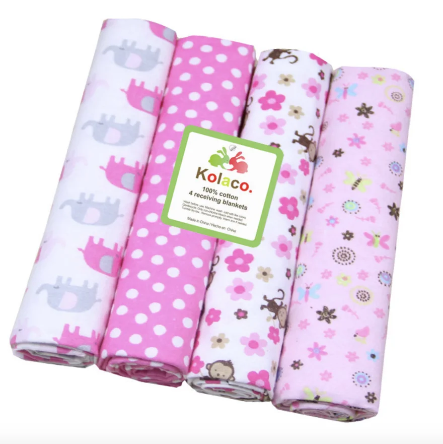 

new color 4pcs/pack 76x76cm 100%cotton flannel baby blanket receiving newborn colorful cobertor baby bedsheet