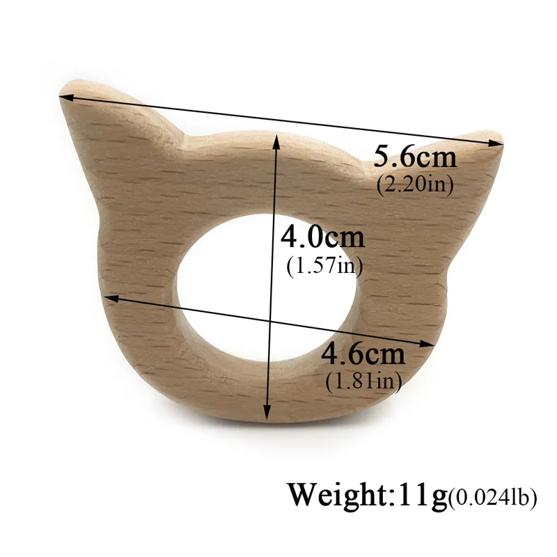 Деревянный Прорезыватель для зубов в виде кота Натуральная Детская игрушка