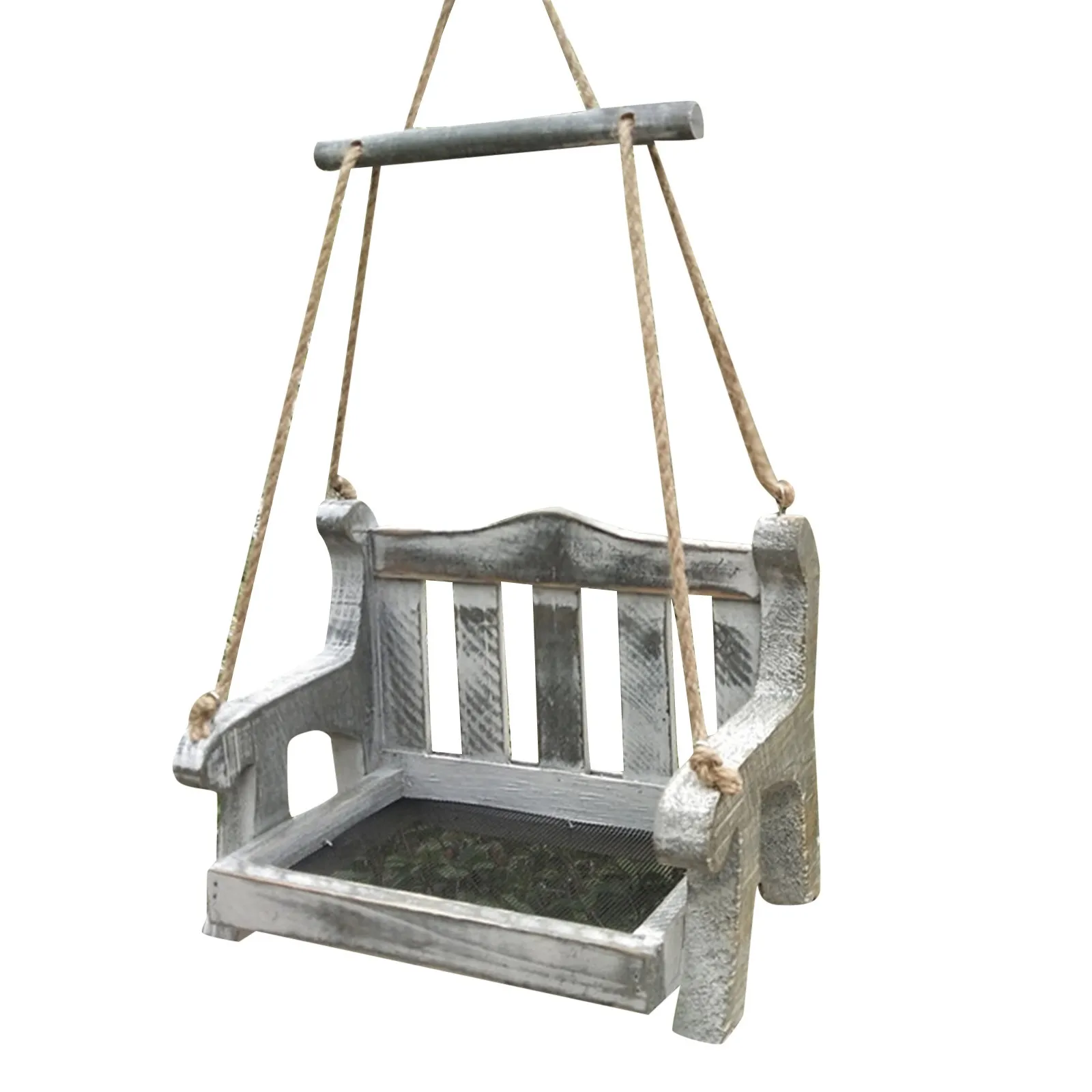

Wooden Garden Swing Seat Bird Feeder Hanging Swinging Tree Ornament Bird Table