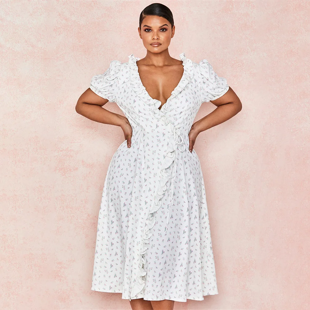 Женское кружевное платье EAGLEWOLF асимметричное облегающее с V-образным вырезом и